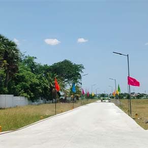 Top drone view of CMDA approved residential plots at Varam Sampoorna East Tambaram